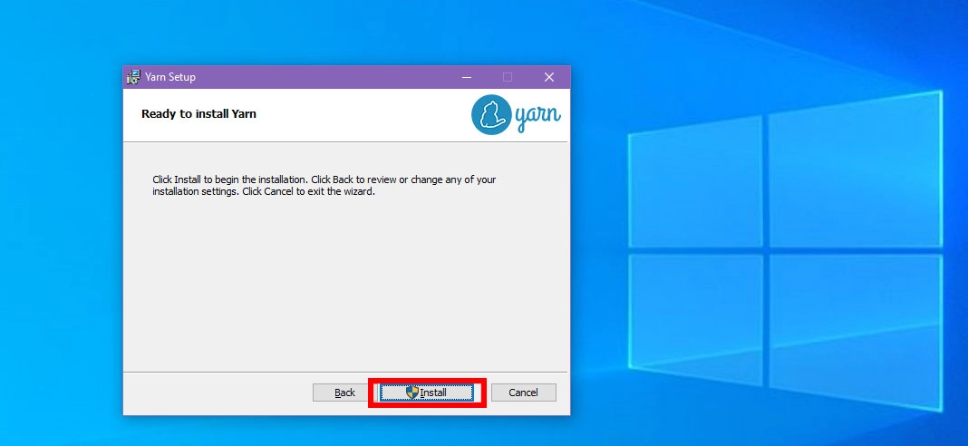 Letzter Installationsschritt für Garn