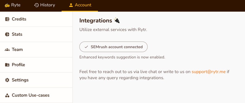 Recenzja Rytr 2022: Najlepsze narzędzie do pisania AI do tworzenia treści 14 semrush account connected