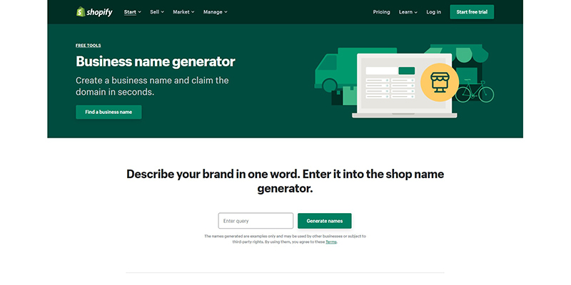 Shopify-Namensgenerator für Unternehmen