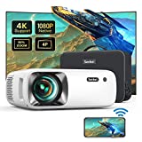 5G WiFi Zewnętrzny projektor Bluetooth 4K Obsługiwane: 12000L 400 ASIN Natywny projektor 1080P, 4D/4P Keystone 400'' i 50% zoom Sovboi Mini projektor filmowy, Przenośny projektor SOI-Smart do telefonu/komputera
