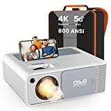Projektor 5G WiFi 1080P Obsługa 4K - Projektor OSQ 800 ANSI HD Outdoor Movie z Bluetooth, 4P i ±50° Keystone, Zoom 50%, 300' Kino domowe Obsługa projektorów wideo PPT, PS4, TV Stick, Laptop, Telefon
