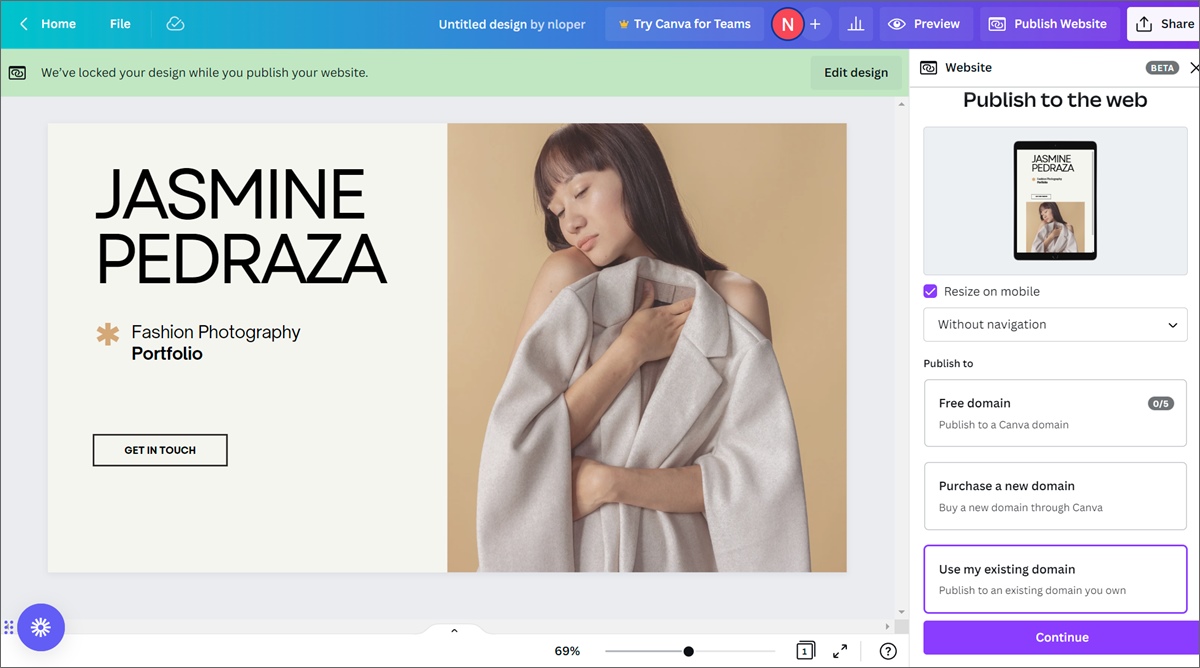 criar sites com o Canva