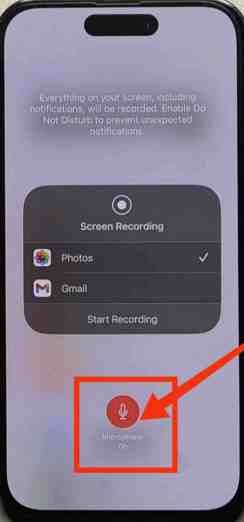ไมโครโฟนเปิดอยู่สำหรับไมโครโฟนใน iphone 14