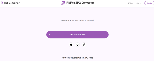 freepdfconvert Web サイトにアクセスして、pdf を jpeg として保存します。