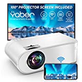 YABER Projector WiFi Mini Projector, 8000L 1080P Full HD Portable Projector, Zoom, 300' Display, Outdoor Projector [รวมหน้าจอโปรเจ็กเตอร์] Wireless Mirroring Projector for Phone/TV Stick/HDMI/PS4