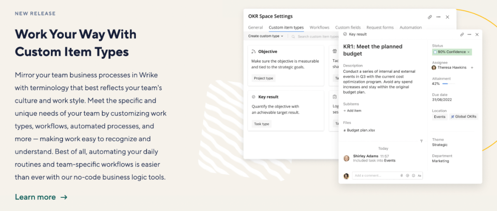 Workflows personnalisés Wrike