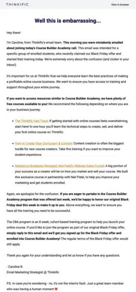 Электронная почта Thinkific ой