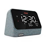 Lenovo Smart Clock Essential พร้อม Alexa ในตัว - LED ดิจิตอลพร้อมความสว่างที่ปรับอัตโนมัติ - นาฬิกาปลุกอัจฉริยะพร้อมลำโพงและไมโครโฟน - เข้ากันได้กับ Lenovo Smart Clock Docking - Misty Blue