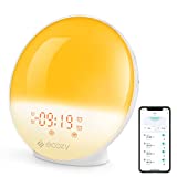นาฬิกาปลุกพระอาทิตย์ขึ้น ecozy สำหรับผู้นอนหลับยาก, ไฟปลุกอัจฉริยะพร้อมการจำลองพระอาทิตย์ขึ้น/พระอาทิตย์ตก, แอปและการควบคุมด้วยเสียง, เสียงที่เป็นธรรมชาติและวิทยุ FM, นาฬิกาปลุก 4 ตัว & เลื่อนปลุก, ไฟกลางคืน 7 สีสำหรับห้องนอน