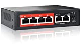 STEAMEMO 5 Bağlantı Noktalı Gigabit Ethernet Yönetilmeyen PoE Anahtarı, 4 Gigabit PoE+ @52W Dahili Güç, 1 Uplink Gigabit Bağlantı Noktası + 1 SFP Yuvası, VLAN Modu, 802.3af/at, Masaüstü/Duvara Montaj, Tak ve Çalıştır