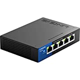 Linksys LGS105: 5 Bağlantı Noktalı İş Masaüstü Gigabit Ethernet Yönetilmeyen Anahtar, Bilgisayar Ağı, 1.000 Mbps'ye kadar Kablolu Bağlantı Hızı (Siyah, Mavi)