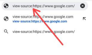 Zeigen Sie den Quellcode einer bestimmten Website an, um das Element auf Android zu untersuchen