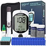 Metene TD-4116 Blutzuckermessgerät-Set, 100 Glucometerstreifen, 100 Lanzetten, 1 Blutzuckermessgerät, Blutzuckertest-Set mit Stechhilfe, Diabetes-Testset, codierungsfreies Messgerät, großes Display
