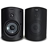 Polk Audio Atrium 6 Outdoor-Lautsprecher mit Bassreflexgehäuse (Paar, Schwarz) – Allwetter-Haltbarkeit | Breite Schallabdeckung | Speed-Lock-Befestigungssystem