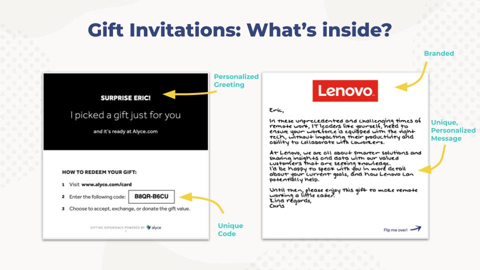 Invitations-cadeaux physiques pour les cadeaux de retour au bureau