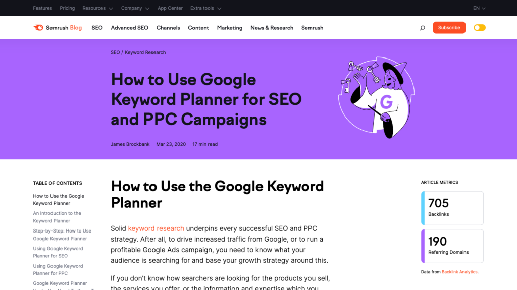 Длинный контент Semrush в рекламе PPC