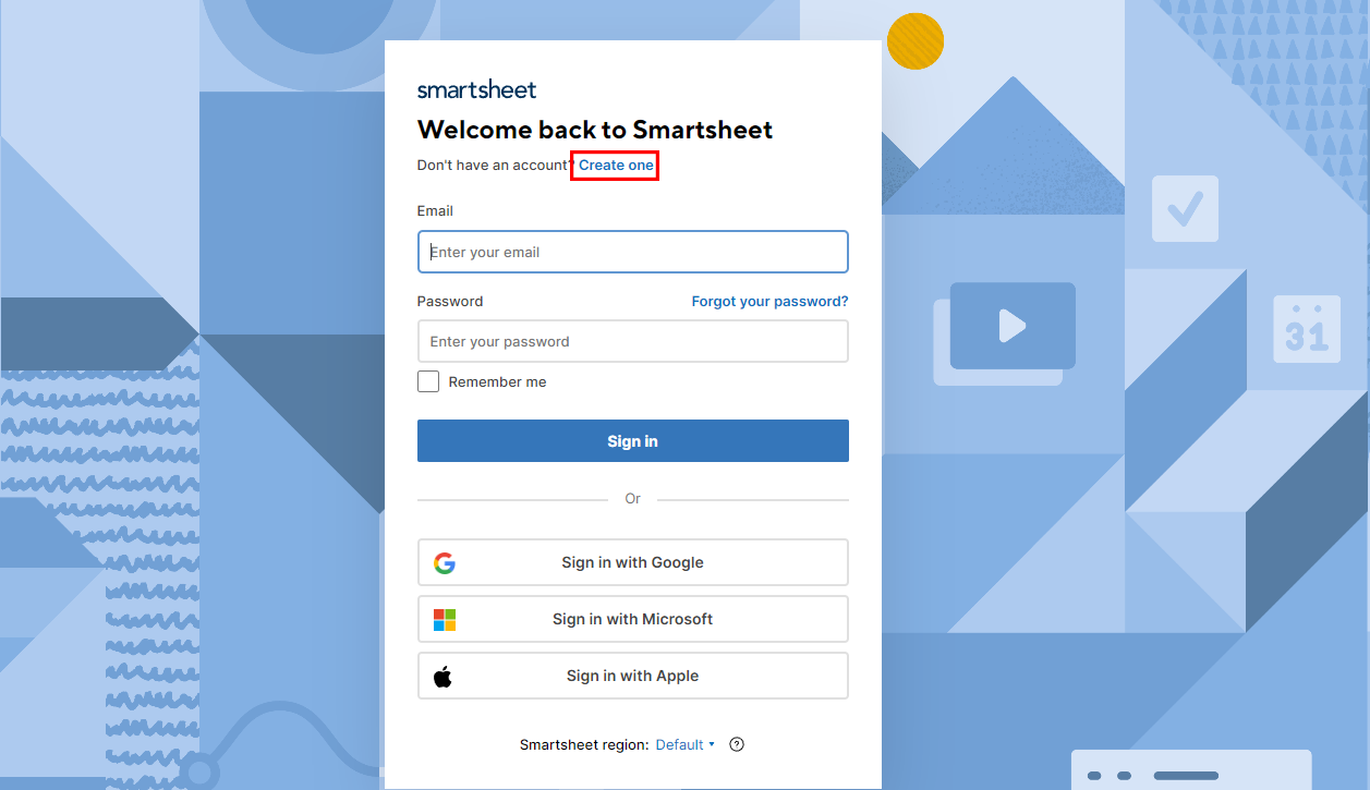 การสร้างบัญชีใหม่บน Smartsheet