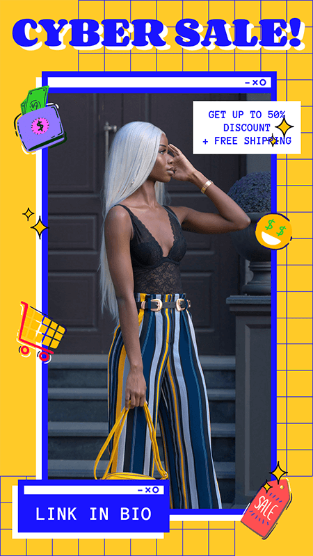 Criador de histórias do Instagram para uma venda de moda na Cyber ​​​​Monday