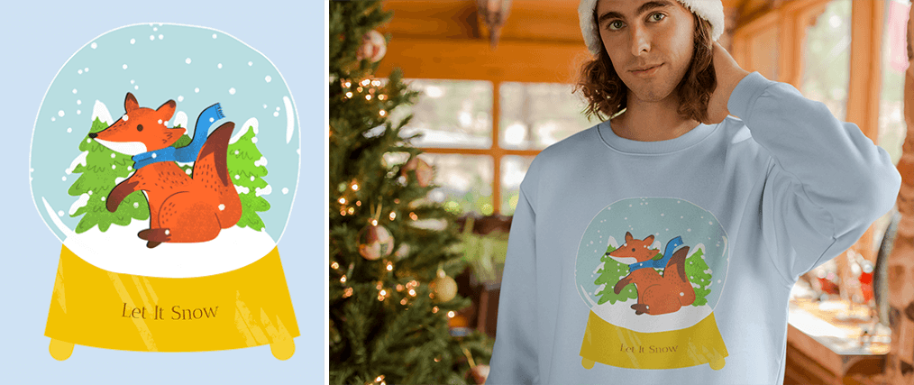 Modelo de design de camiseta de natal em uma maquete de suéter