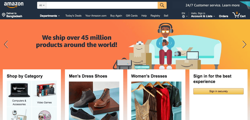 2019 Yılından Amazon Açılış Sayfası
