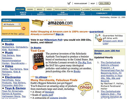2000 Yılından Amazon Açılış Sayfası