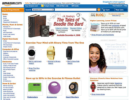 2008 Yılından Amazon Açılış Sayfası