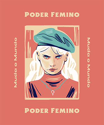 Design de camiseta poderosa com um gráfico de uma mulher feminista 4913b
