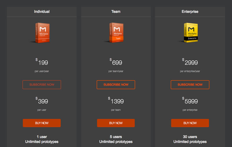 التسعير Mockplus