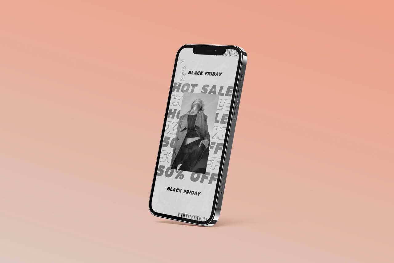 Bir Uygulama Pazarlama Örneği Tasvir Eden Bir Iphone 12 Mockup