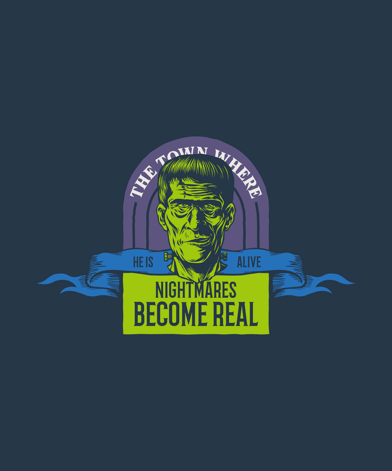 Bir Frankenstein İllüstrasyon İçeren Ürkütücü Halloween T Shirt Tasarım Yapıcı