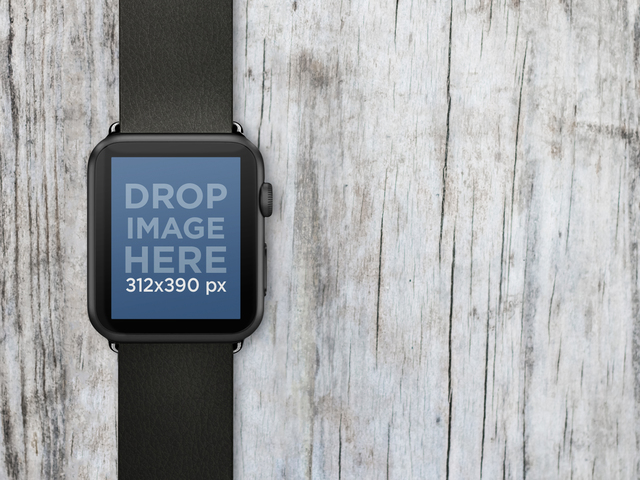 Apple Watch Hitam Di Atas Permukaan Kayu Stok Foto Placeit Gambar Panggung