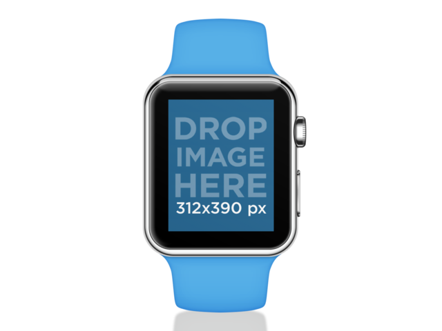 Blue Apple Watch Sport Over Clear Background Placeit Stage Image