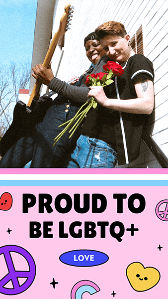Bir Lgbtq Gurur Mesajı ve Grafik Gibi Eğlenceli Çıkartma ile Instagram Hikaye Oluşturucu
