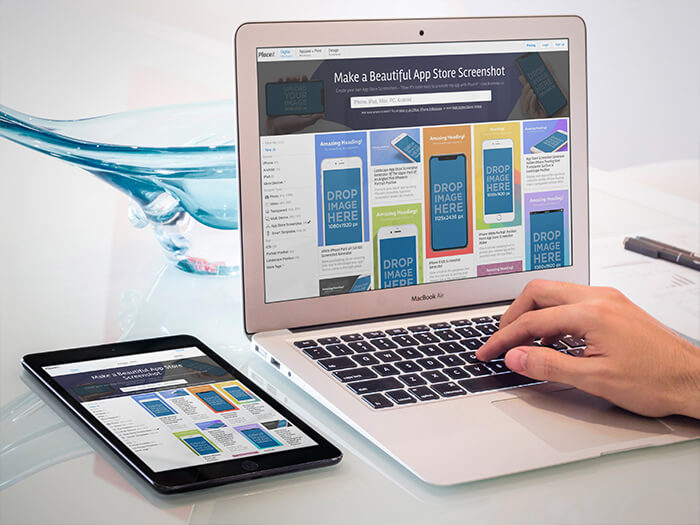 Macbook Mockup ve Ipad Mockup İkisi Bir Arada