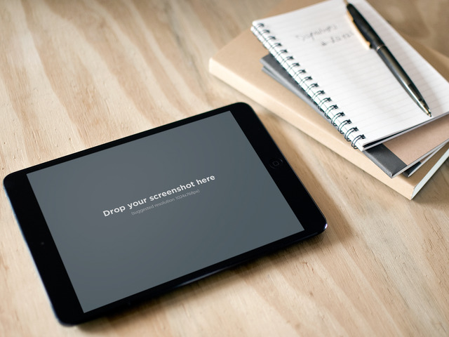 Machete online! Mini notebook-uri iPad negre Placeit Stage Image