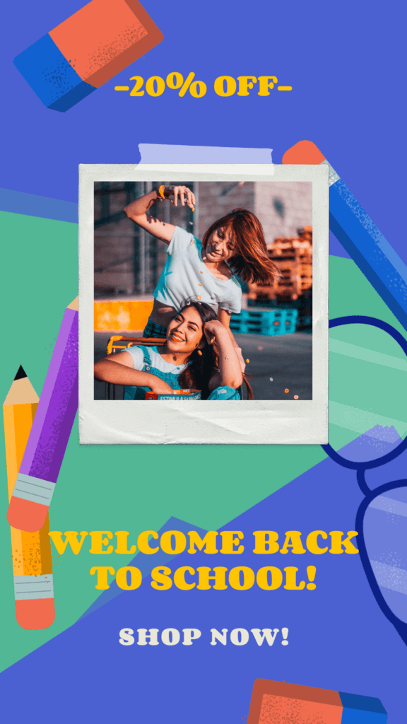 新学期特別オファーをフィーチャーした Instagram ストーリー デザイン テンプレート