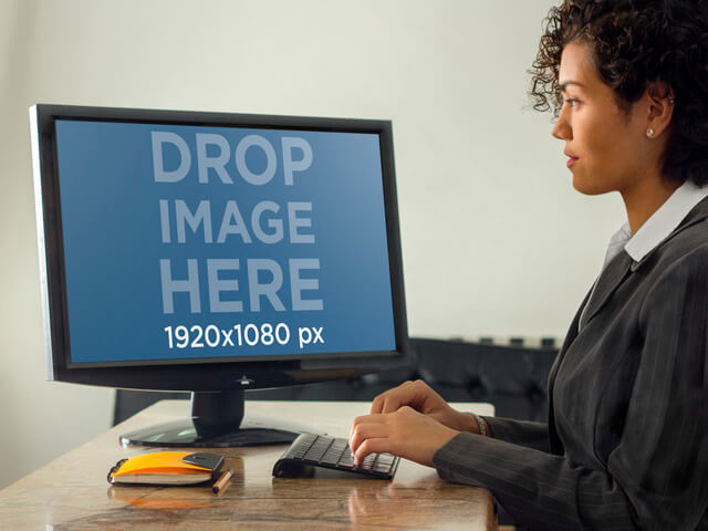 デスクトップ PC モックアップ テンプレートの実業家の種類