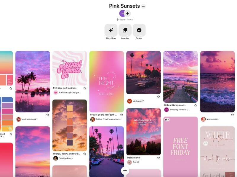 Pinterest ボードで作成したムードボード
