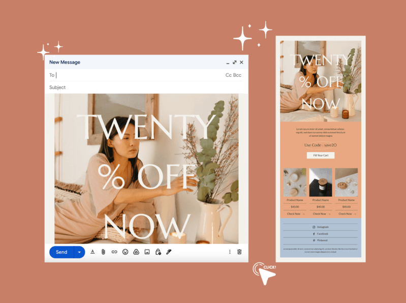 Un design frumos de e-mail care se potrivește într-un cont de e-mail real