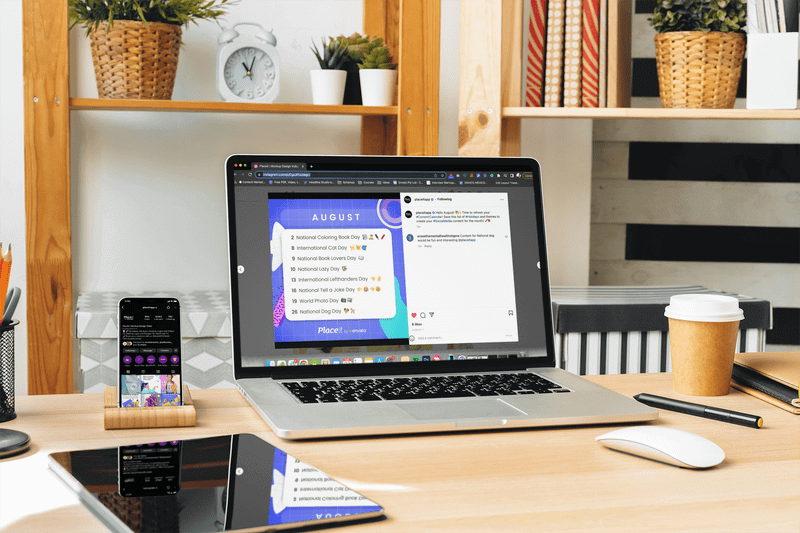 Machetă a unui Macbook și Iphone 13, cu un calendar de conținut