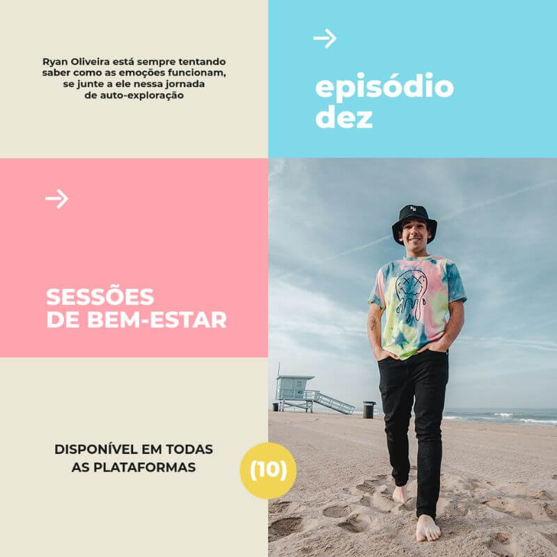 Post Maker Instagram a tema Podcast sulla salute mentale per uno spettacolo brasiliano