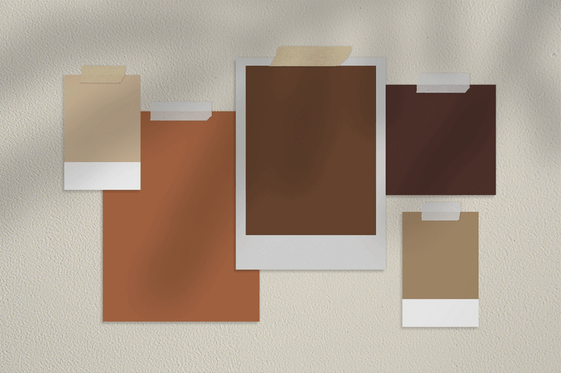 Mood Board Mockup cu fotografii și documente instantanee