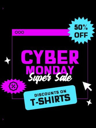 Generator de postări Instagram pentru un tricou marca S Cyber Monday Super reducere