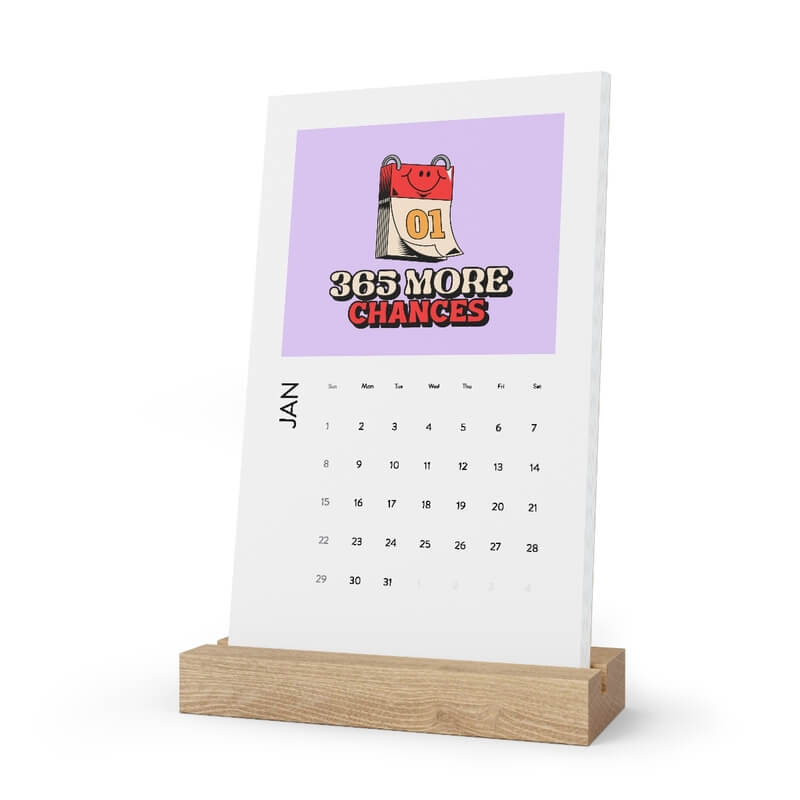 Calendar de birou vertical de Printify și Placeit