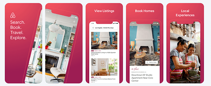Capturi de ecran ale aplicației Airbnb