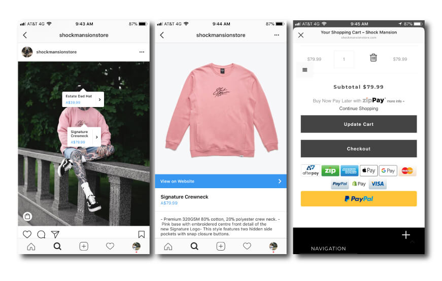 Esempio di shopping su Instagram di Shock Mansion 03