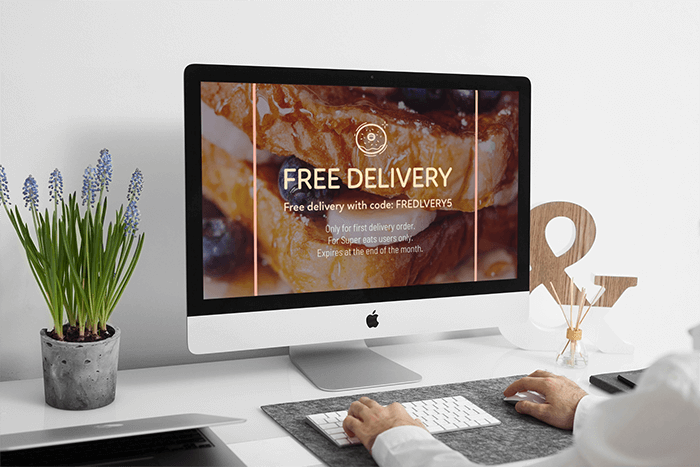 一个工作的人的 Imac 模型
