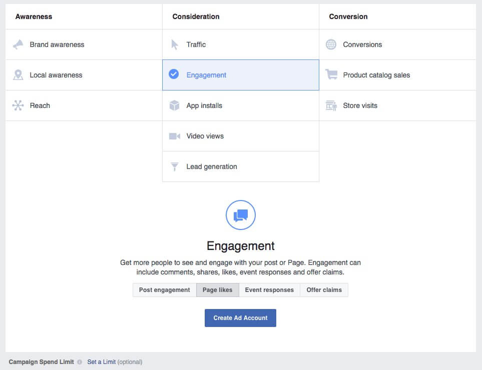 Opcje kampanii marketingowej na Facebooku