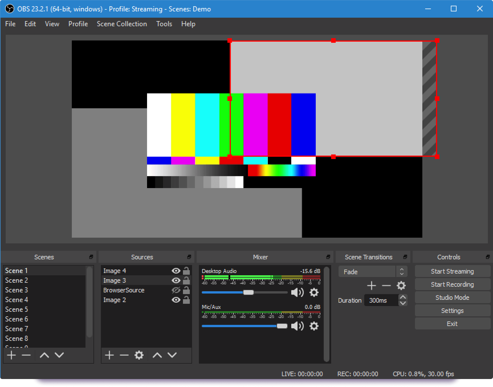 Interfaccia Obs Studio