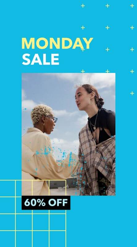 Anpassbarer Instagram Story Creator für eine Cyber Monday-Verkaufsankündigung